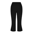 thumbnail image 5 of Capri Leggings for Women Casual Stretchy High Waisted Yoga Pants Tummy Control Comfy Workout Compression Tights Black L, 5 of 7