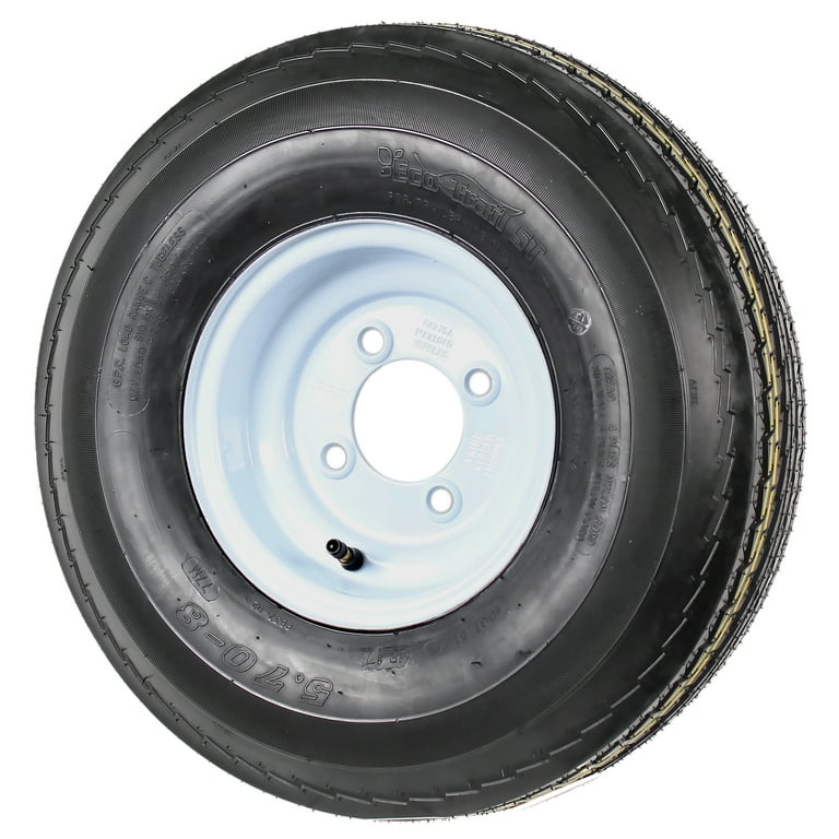 2 pk trailer tire on rim 530 12 lrb hole white spoke wheel 43 off