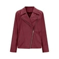 thumbnail image 4 of FAVIPT Womens Faux Leather Jackets Suede Zip Up Long Sleeve Crop Coat Casual Fall Fashion Biker Moto Outerwear Wine,L, 4 of 8