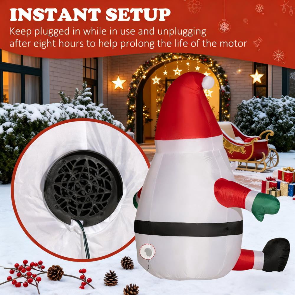 Inflatable Santa Claus with Rotating Magic Ball Light Outdoor Christmas Yard Decoration