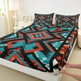 thumbnail image 3 of Homewish Western Boho Tribal Full Size Sheets,Abstract Geometric Desgin Bed Sheets,Red Cyan Black Sheet Sets For Girls Boys,Microfiber Bedroom Decor,4pcs, 3 of 7