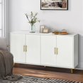 thumbnail image 2 of Gzxs Accent Cabinet with 4 Doors, Modern Sideboard Buffet Storage Cabinet w/ Golden Metal Legs and Handles, for Living Room, Kitchen, Office, and Hallway, Antique White, 2 of 9