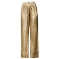 thumbnail image 5 of Women's Shimmering Pleated Wide Leg Pants With High Waist For Party & Club Cotton Capris For Women Casual Summer, 5 of 5