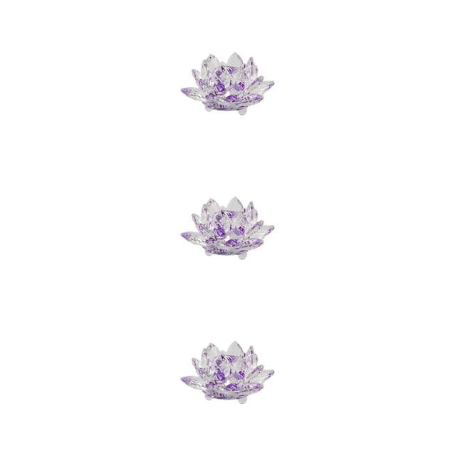 Bearachild Flor de loto de cristal Piedras naturales Minerales Pisapapeles Cristales Colección de flores Figuras Banquete de boda Púrpura Type1 NO1