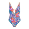 thumbnail image 2 of Girls Tankini Swimsuit Color Blocked Bikini Piece Spaghetti Strap Vacation Top for Women,Purple,S, 2 of 7