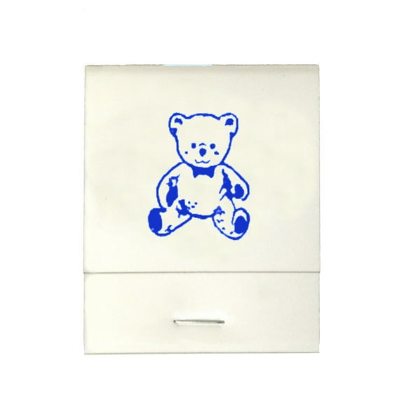 50 White 20 Strike Matches with  Printed Bear in Royal Blue Matchbooks for Wedding, Anniversary, Birthdays etc