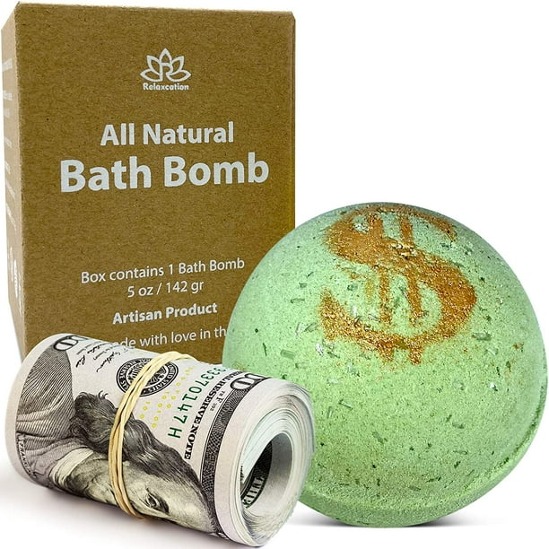 Bath Bomb "Money Scent" with Real Money Inside Cash Money Bath Bombs Up