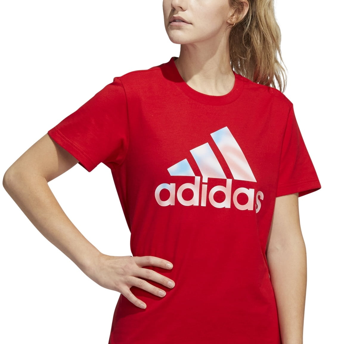 adidas Women's Americana Logo T-Shirt Red Size Small