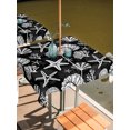 thumbnail image 2 of Outdoor Tablecloth with Umbrella Hole for Patio/Picnic/Party/Camping, Starfish Black Coastal Waterproof Table Cloth Square Cover Washable, Summer Nautical Shell Beach (60"x 60"), 2 of 9