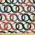 thumbnail image 2 of Ambesonne Animal Theme Fabric by the Yard Microfiber, Greek Myths Ouroboros, 5 Yards, White Purple Scarlet, 2 of 2