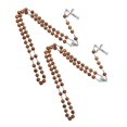 thumbnail image 1 of Religious Occasions Rosary Necklace Featuring Amulet Pendant For Men And Women Light Brown Material 2Pcs, 1 of 3