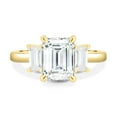 thumbnail image 2 of 2.00Ct Emerald Cut Moissanite Trilogy Engagement Ring, 14K Yellow Gold, US 9.5, 2 of 7