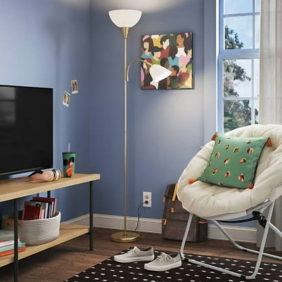 Torchiere with Task Light Floor Lamp