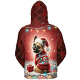 thumbnail image 3 of Lotusprinthandmade Merry Christmas Cute French Bulldog Hoodie 3D (Lightweight) S-5XL Multicolor (XL), Playful Holiday Dog Print Hoodie, 3 of 5