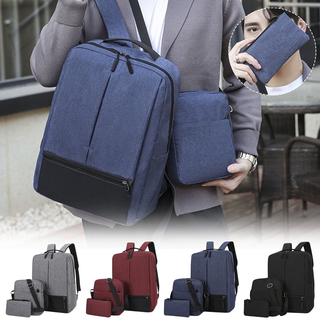 Mochila de Moda de Tres piezas Xihbxyly con Carga USB para Ordenador portátil