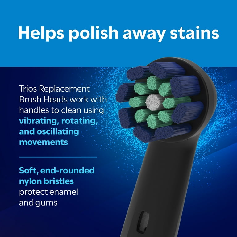 Equate Trios Premium Clean Replacement Heads for Oral-B iO Electric Toothbrushes, Black, 2 Count, Size: 2 ct