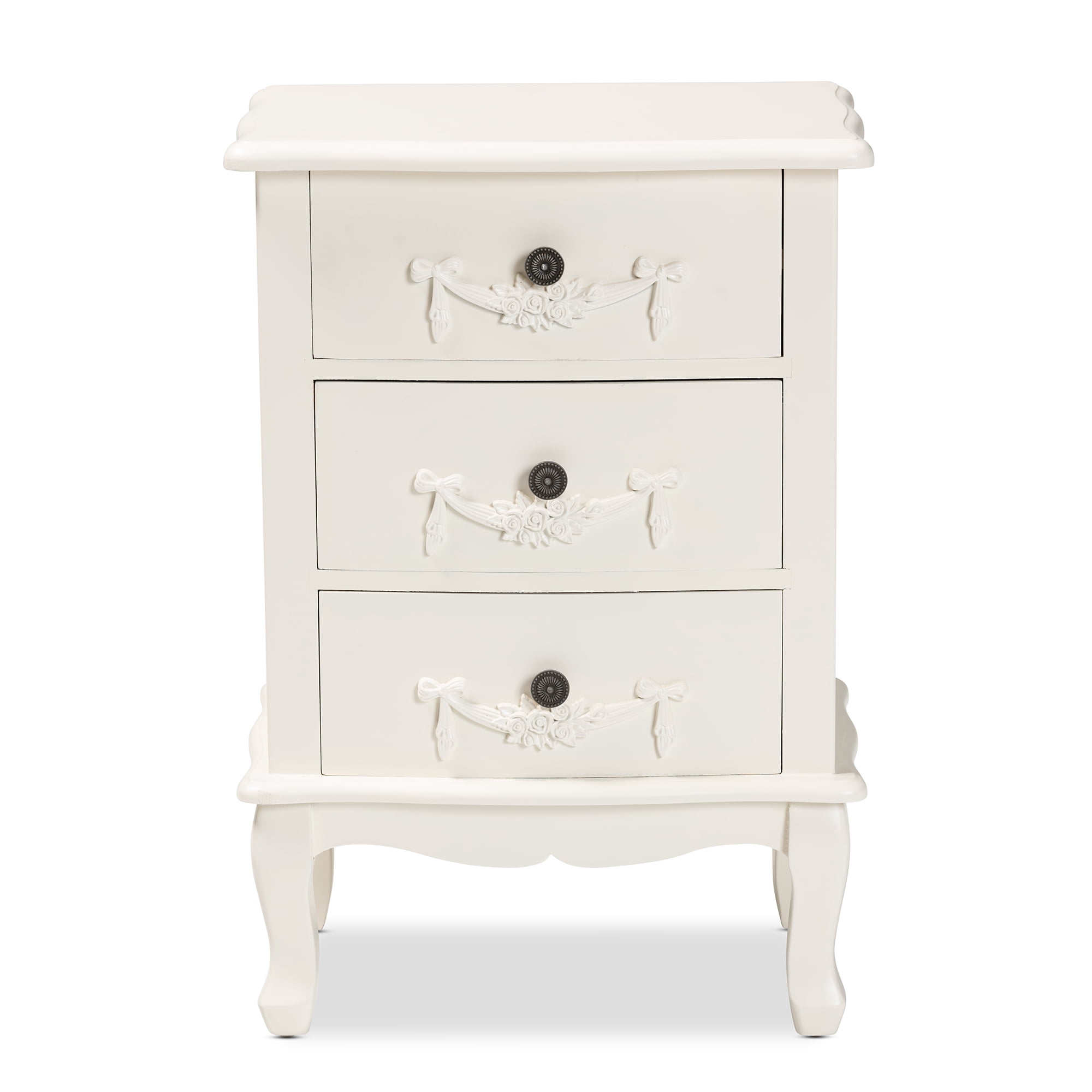 Baxton Studio Callen Classic and Traditional White Finished Wood 3-Drawer End Table