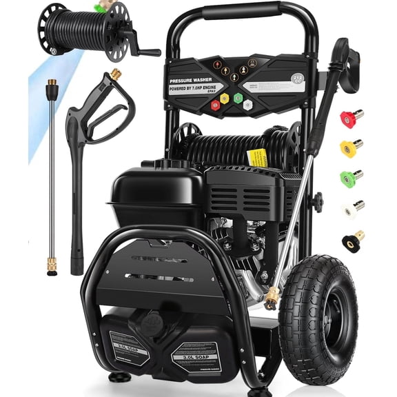 4200 PSI Gas Pressure Washer,4.0 GPM Commercial Power Washer 212CC Gas Power Washer Gas Powered Washing Machine, Cold Water, Spray Gun and Wand, 5 Nozzle Set, for Cars/Fences/Driveways/Homes