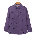 thumbnail image 4 of Yigetop Women Button Down Shirt, Women's Fashion Spring Summer Casual Long Sleeve Loose Shirt Top Womens Long Sleeve Button Down Shirts Purple L, 4 of 9