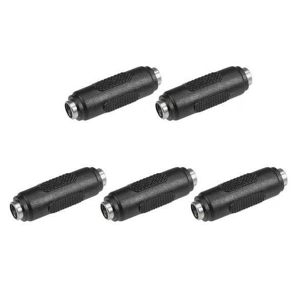 5Pcs DC Female to Female Connector 5.5mm x 2.1mm Power Cable Jack Adapter Black