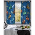thumbnail image 3 of Cartoon Tractor Sheer Curtains 39 Inch Length 2 Panels Set for Living Room/Bedroom, Cute Beep Car Digger Shovel Truck Blue Kitchen Curtains Grommet Semi-Sheer Curtains Window Treatments 27.5"x39"x2, 3 of 7