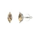 thumbnail image 2 of 1.0 Ct Marquise Cut Studs Yellow Moissanite 14K White Solid Solid Gold Everyday Dainty Earrings Push Back, 2 of 7