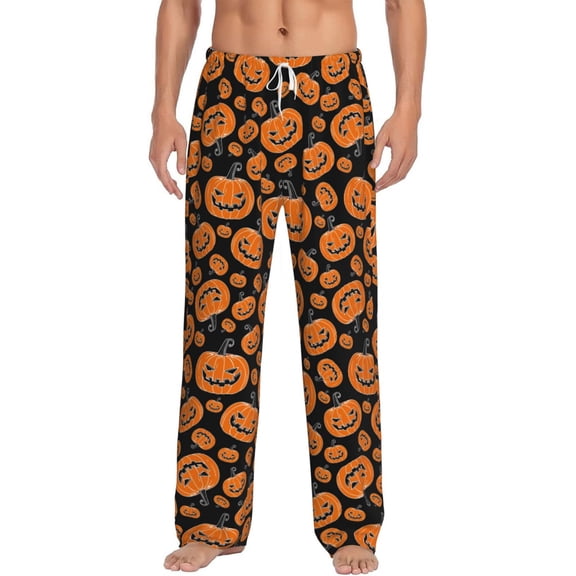 Hirioo Halloween Pumpkins for Women's PJ Pajama Pants Sleep Pants Women's Home Trousers with Pockets,S-3XL-Small