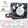 thumbnail image 1 of High-Speed 60x60x25mm Axial Cooling Fan DC 5V/12V/24V 2-Pin ACP6025 for Charger, Power Supply, Frequency Converter DC12V Double ball 60x60x25mm, 1 of 5