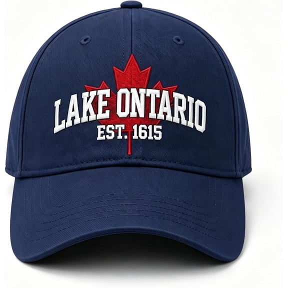 Lake Ontario Forever Heritage Embroidered Cap, Adjustable Dad Hat with Canadian Maple Leaf & Flag, Great Lakes Baseball Hat for Men Women, Outdoor Lake Cap for Fishing Travel