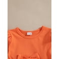 thumbnail image 4 of 18 Months Baby Girls Clothes 24 Months Girls Fall Winter Pant Set Toddler Girls Long Sleeve Round Neckline Solid Color Top Jeans Pants 2PCS Outfits Set Orange, 4 of 9
