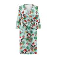 thumbnail image 3 of Yuyamidu Womens Christmas Robe Long Bathrobe Xmas Cow Long Sleeve Sleepwear Gowns Size S Poinsettia V-Neck Robes for Ladies Mid-Calf Length Pj Night Dress, 3 of 7