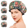 thumbnail image 7 of Shower Caps,Pioneer Flower Floral Print Pattern Waterproof Shower Cap for Women 4 Pieces,Double Reusable Hair Cover for Shower PEVA Elastic Stretch Hem, 7 of 7