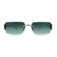 thumbnail image 5 of Womens Rimless Rectangle Serpent Jewel Hinge Metal Rim Sunglasses Gold - Green, 5 of 8