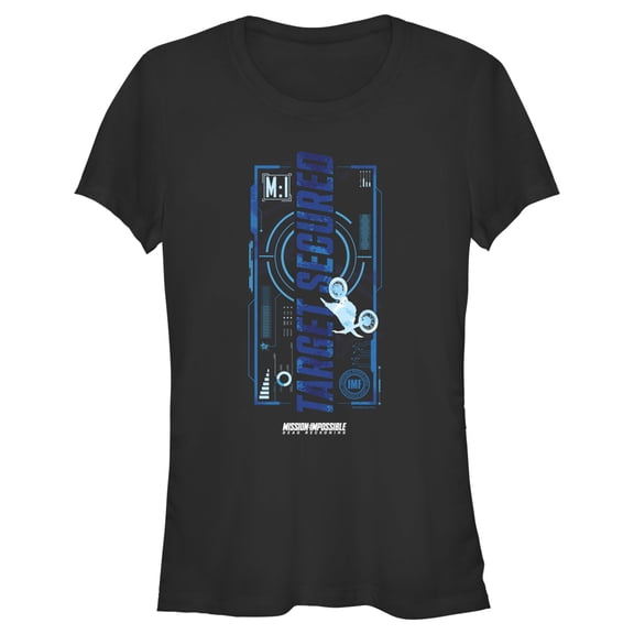 Junior's Mission: Impossible Dead Reckoning Target Secured Blue Graphic Tee Black X Large