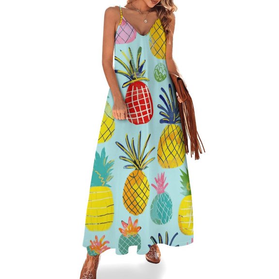 Lunarable Pineapple Sleeveless Dress for Women Clothing Female Women's Summer Skirt