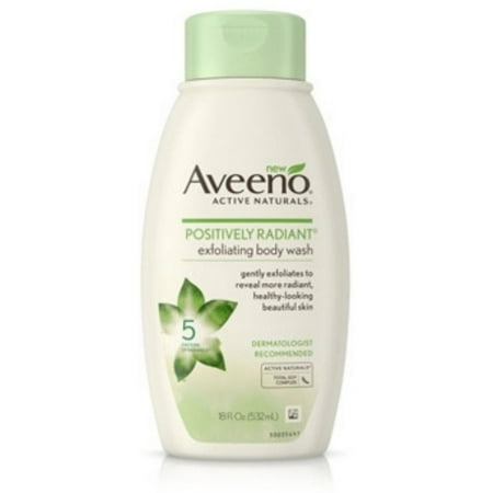 - 2 Pack - AVEENO Posittively Radiant Exfoliating Body Wash 18 oz