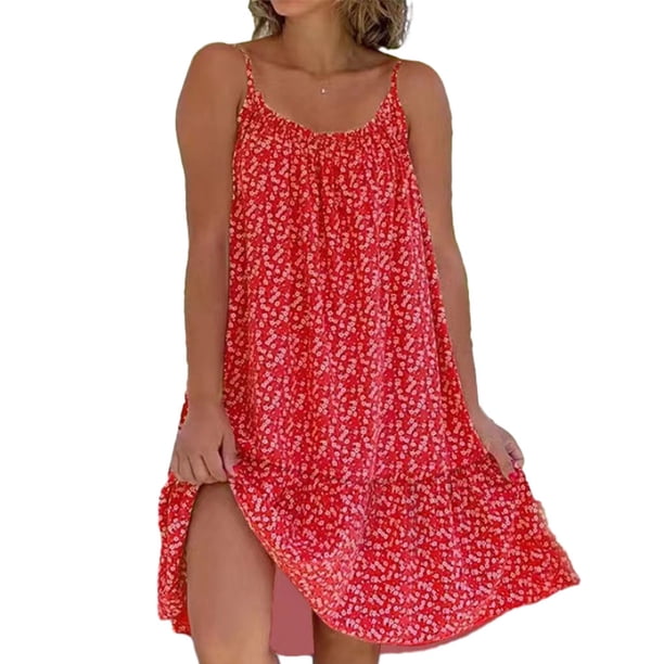 Qarigey Vestido bohemio elegante y cómodo para mujer Vestido maxi vintage Multifunción y elegante con hombros descubiertos Rojo de moda XL Type2 NO2