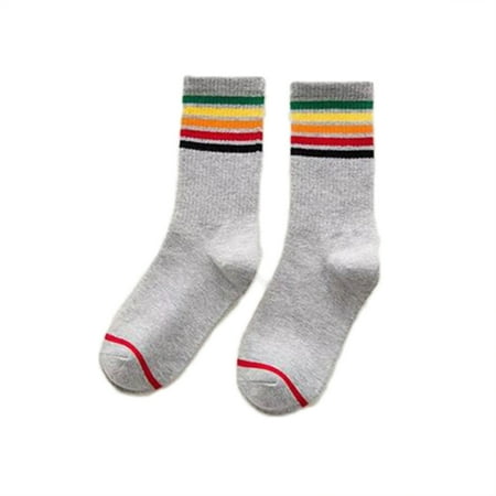 

Rumida Harajuku Rainbow Stripe Sock for Woman Girl Cute Harajuku Rainbow Cute Woman Girl Sock Gray