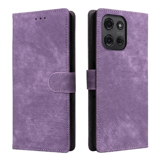 Phone Wallet Case for Motorola MOTO G75 5G with Stand - Leather Folio Cover & Card Slots Purple