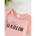 thumbnail image 3 of Toddler Baby Girl Pink Short Sleeved Round Neck Romper + Floral Printed Jogger Pants + Headband Clothes Spring Summer Infant Clothes, 3 of 5