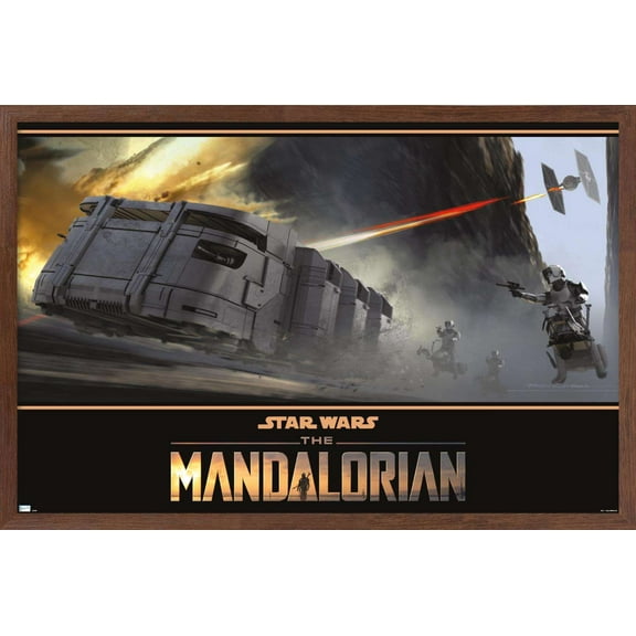 Star Wars: The Mandalorian Season 2 - TIE Fighter Battle Wall Poster, 22.375" x 34", Framed