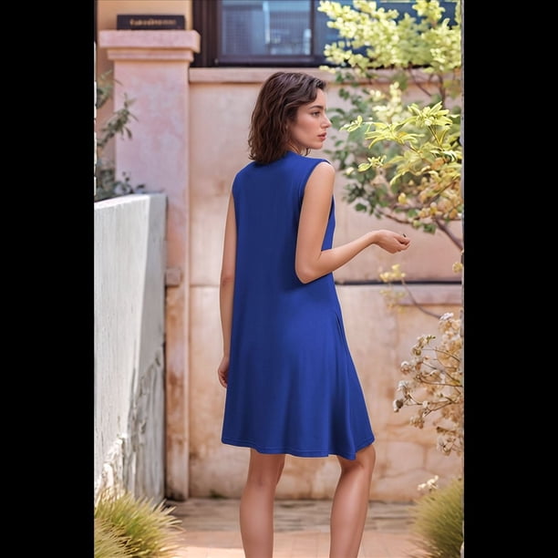 Vestido de Tirantes Holgado Azul Iridiscente M