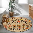 thumbnail image 4 of 4ft Round Rug Brown Boho Area Rugs for Living Room Bedroom Washable Non Slip Circle Rug Low Pile Farmhouse Vintage Ethnic African Women Indoor Floor Carpet for Kitchen Entryway Office Dining Room, 4 of 9