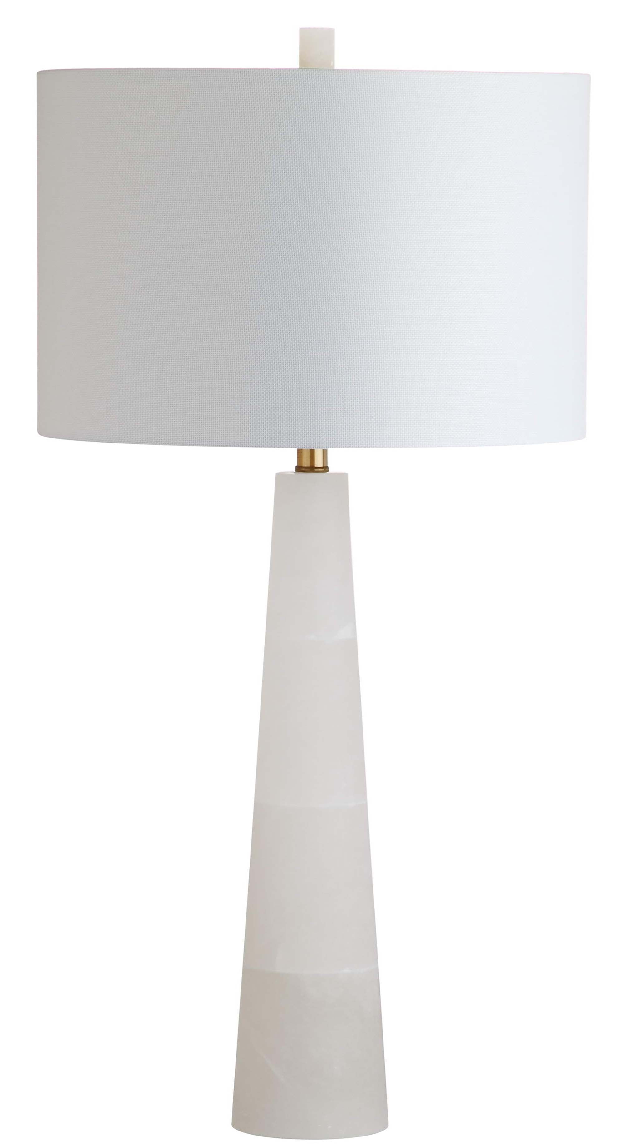 Safavieh Delilah 30 in 1-Lights Glam White Table Lamps with Alabaster Glass Solid Print Cylinder