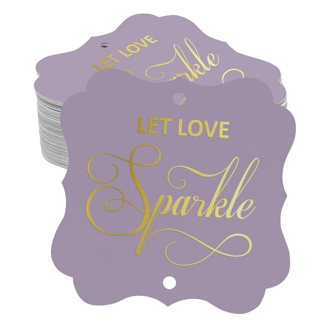 Inkdotpot Pack Of 100 Real Gold Foil Bracket Shape Paper Tags Let Love Sparkle Wedding Favor Hang Tags