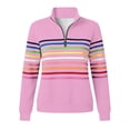 thumbnail image 5 of CFLVAEK Half Zip Sweatshirt for Women Plus Size Collared Pullover Tops Fashion Fall Rainbow Graphic Long Sleeve Sweatshirts Pink XXL, 5 of 5