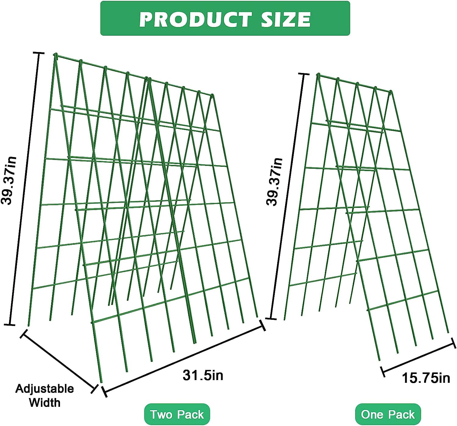 Cucumber Trellis, 2 Pack Foldable A Frame Trellis for Raised Bed Climbing Plants, Vegetables, Includes Plant Support Clips, Twist Ties, Plastic Ties- Made from PVC-Coated Steel