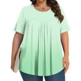thumbnail image 2 of Plebaso Women's Plus Size Tops Short Sleeve Pleated Blouses Casual Crewneck Summer Loose Tunic Shirts, 2 of 6