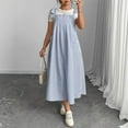 thumbnail image 2 of Women's Plus Size Maxi Dress Gingham Plaid Ruffle Sleeve Loose Casual Flowy Long Dress Summer Boho Cami Dresses, 2 of 5