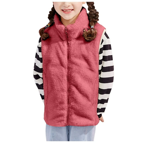 Zshosam Toddler Vest Girl Toddler Girls Boys Fleece Vest Kids V-Neck Vest Jacket Lightweight Sleevless Fall Winter Warm Outerwear Size 3T 4T,(Red 3-4 Years)